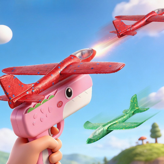 Dinosaur plane launcher with lightweight foam glider
