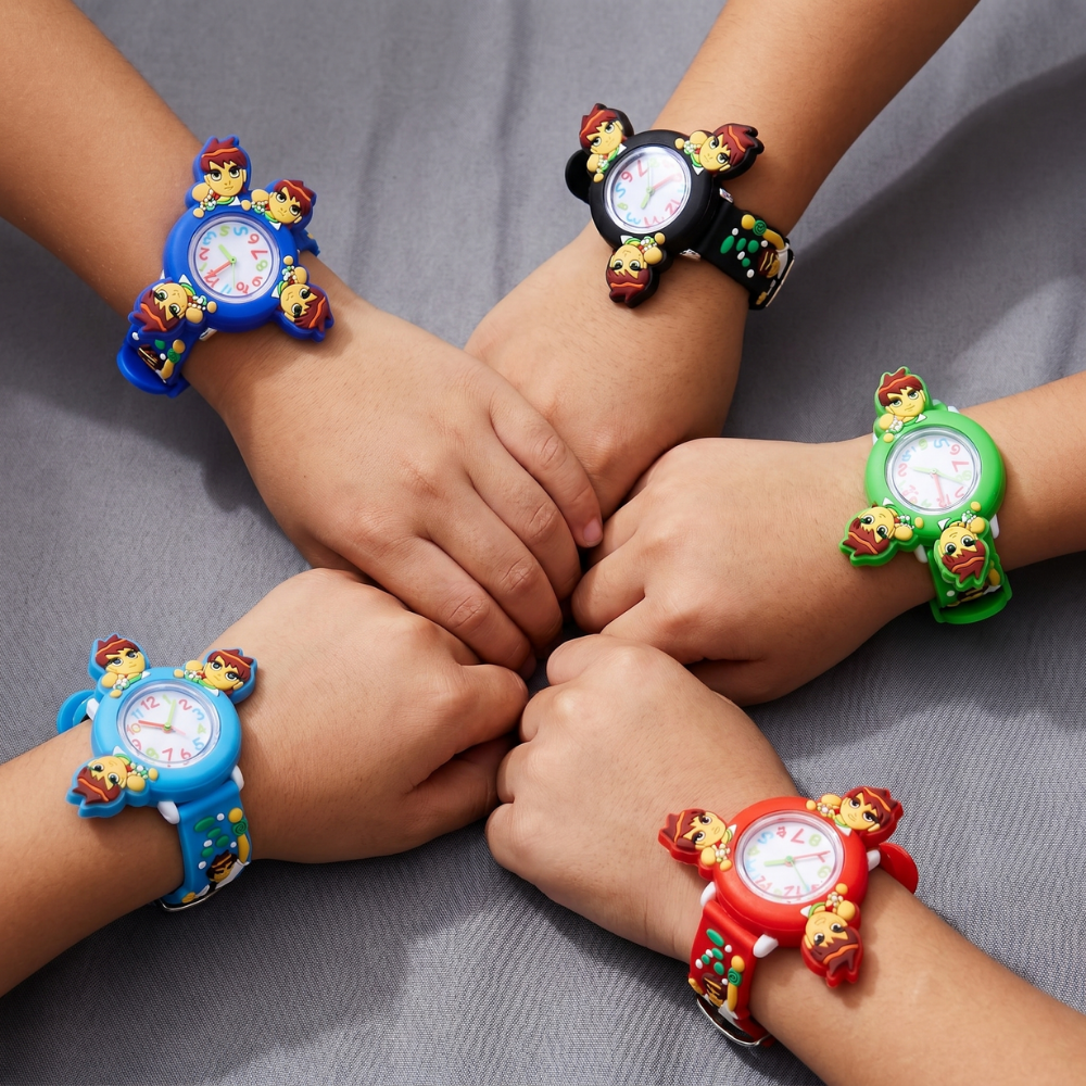 Superhero watch with adjustable silicone buckle band