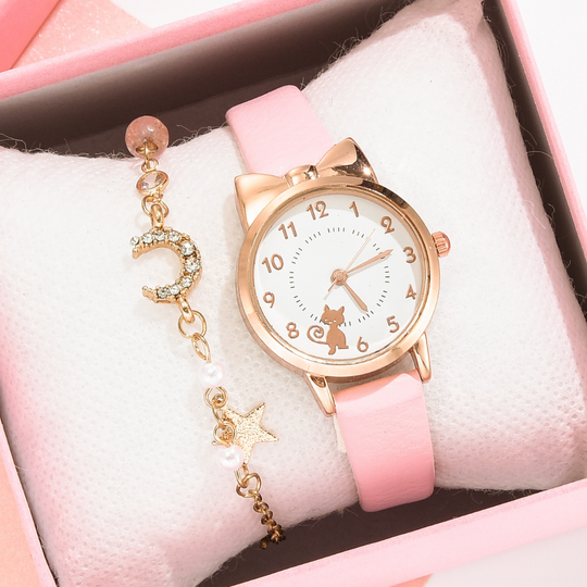 MeowStar cat-ear kids watch pink