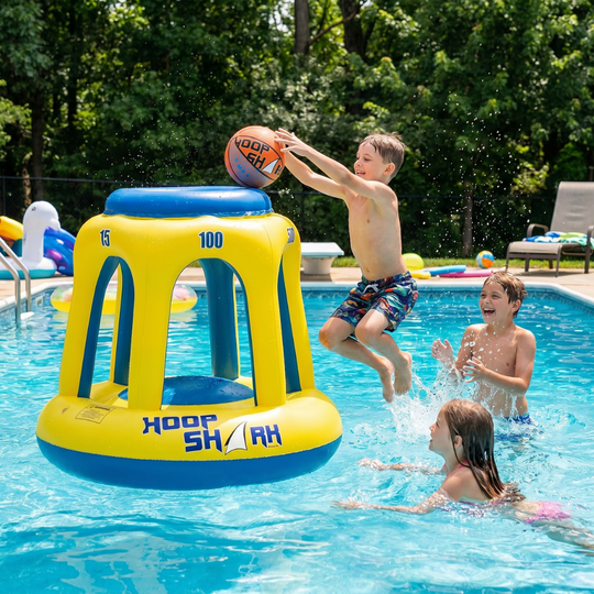 Inflatable pool hoop for water games and dunks