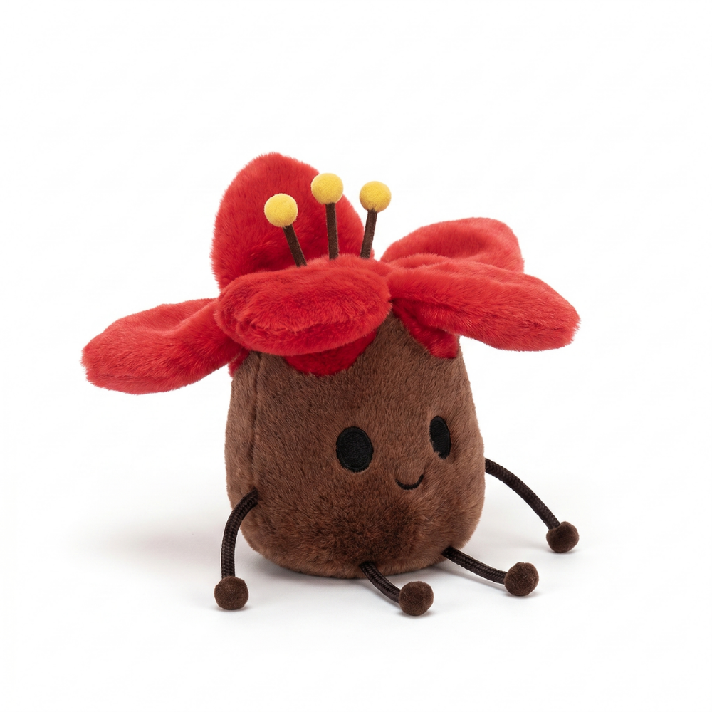 KapokCuddle – Red Flower Plush Keychain