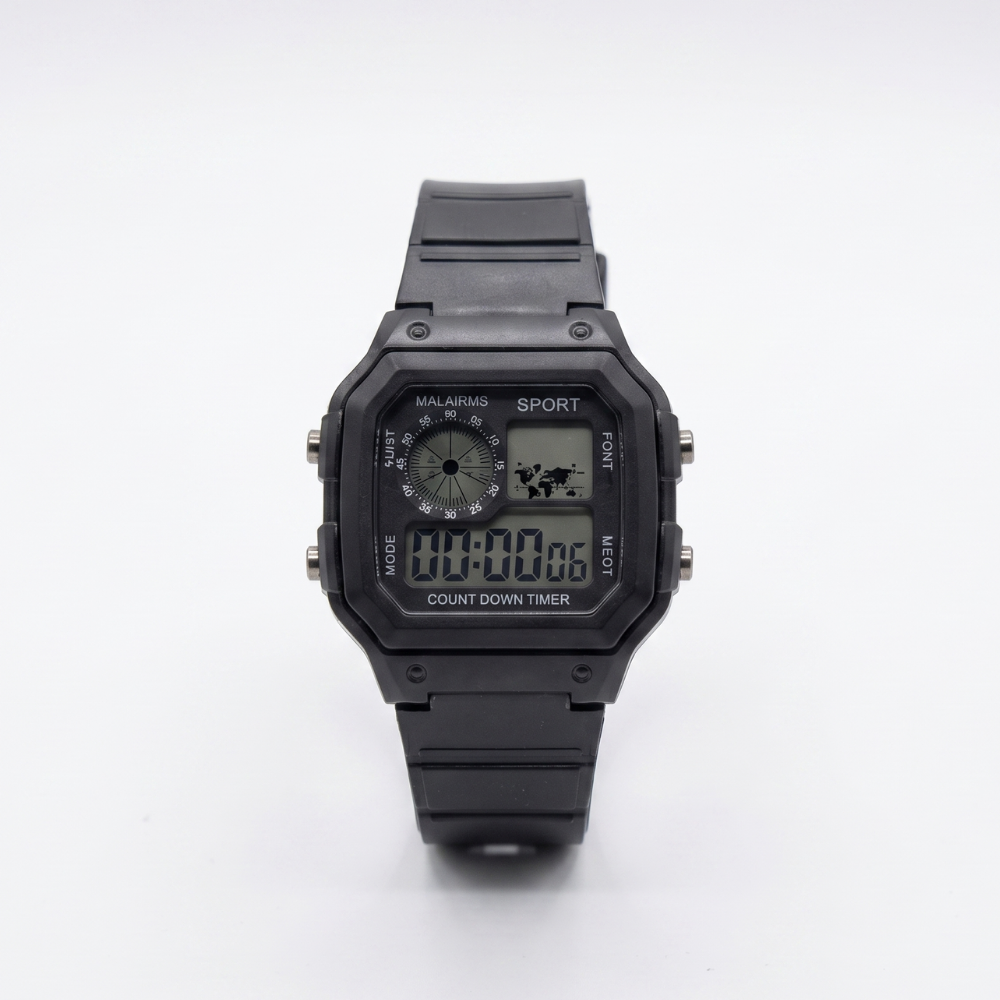 RetroSquare digital sport watch black