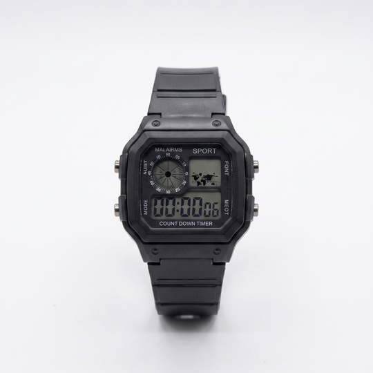 RetroSquare digital sport watch black