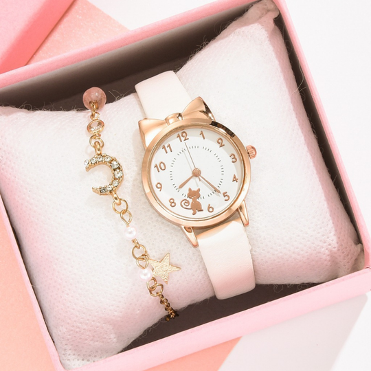 MeowStar cat-ear kids watch white