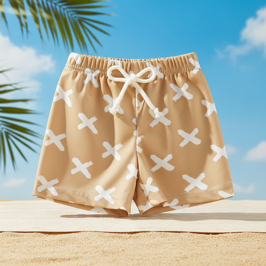 SunPebble kids swim shorts crosses