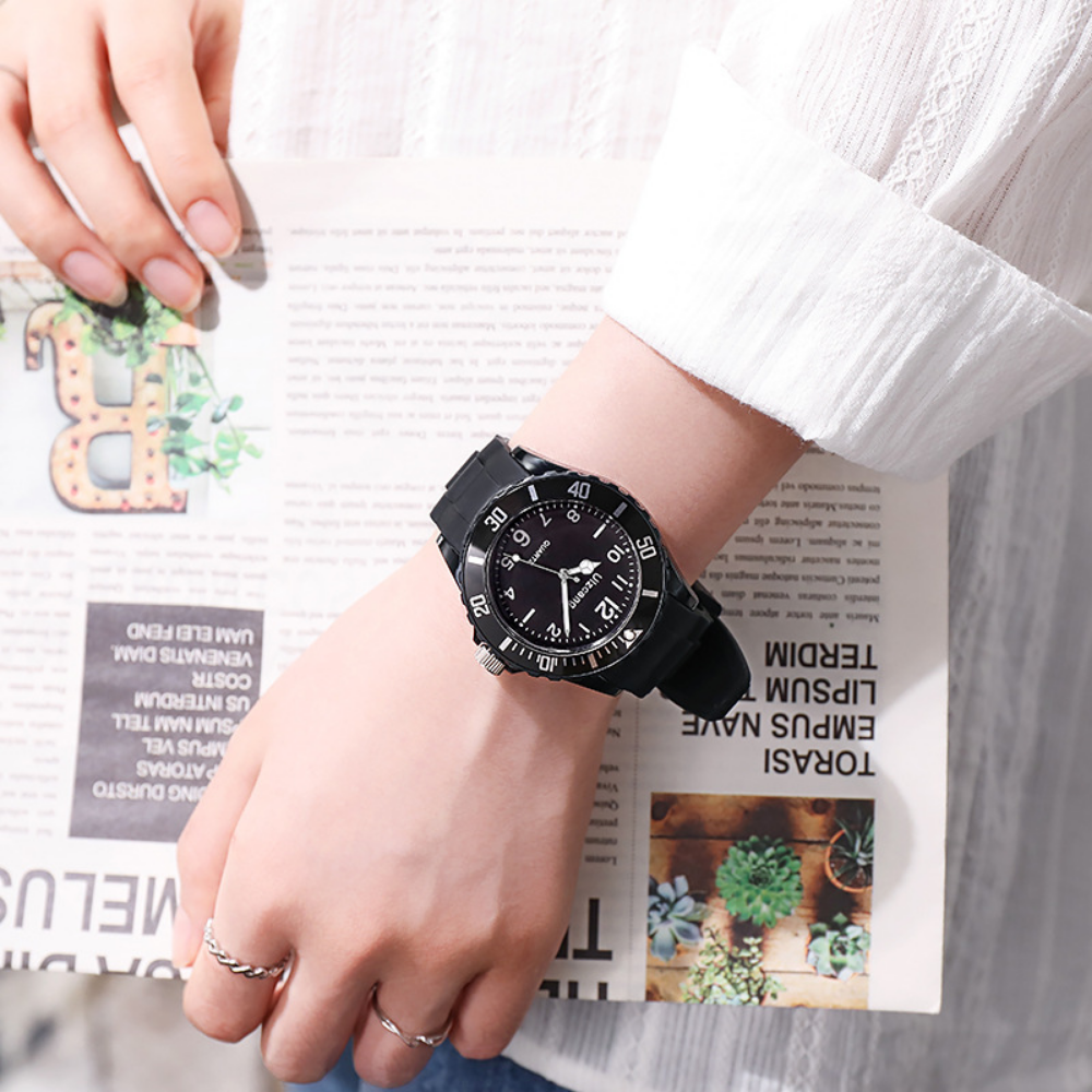 PastelPop black pastel quartz watch shock and sweat resistant