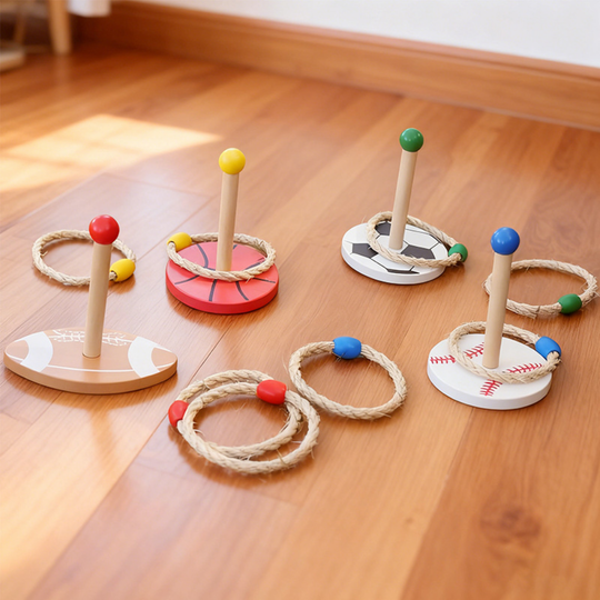 Sturdy wood and rope ring toss game lasting play