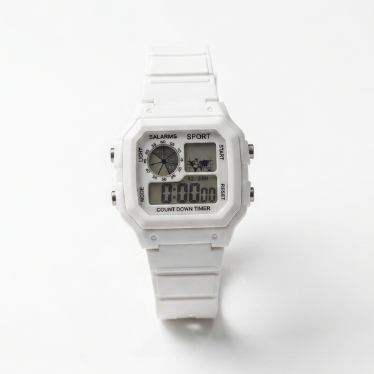 RetroSquare digital sport watch white