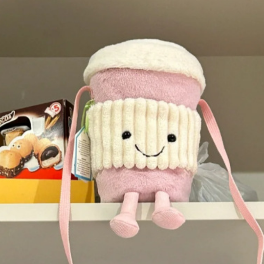 CoffeeCarry – Coffee To-Go Plush Crossbody Bag
