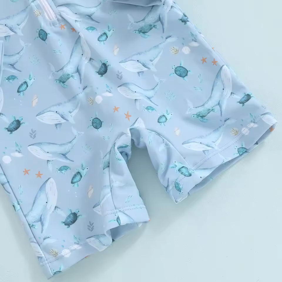 Baby swimwear with matching sun hat for pool