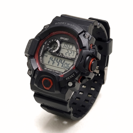 StealthTick LED sports watch black and red