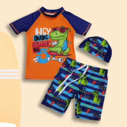 SurfPup boys swim set orange dinosaur