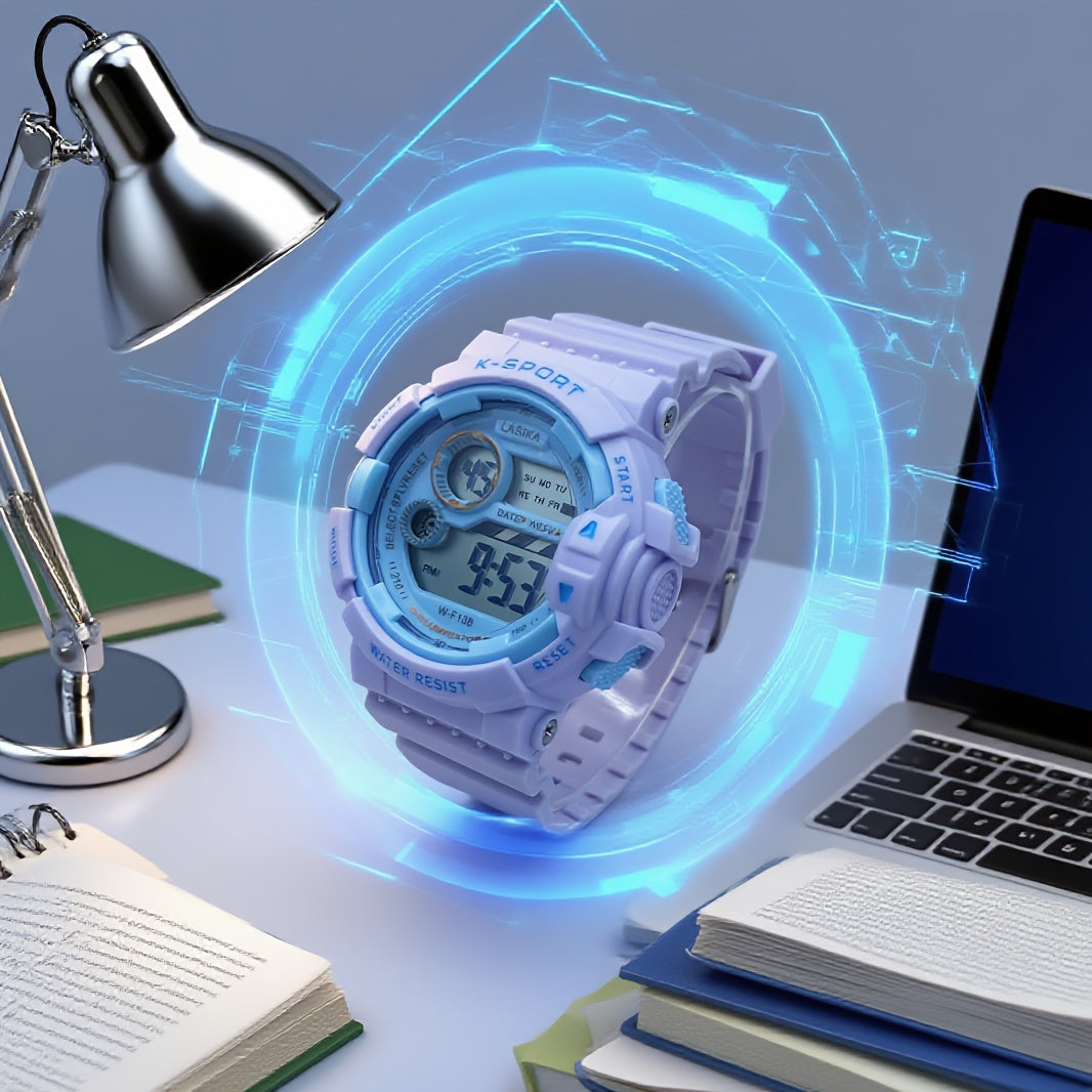 Easy-to-read digital display on girls sport watch