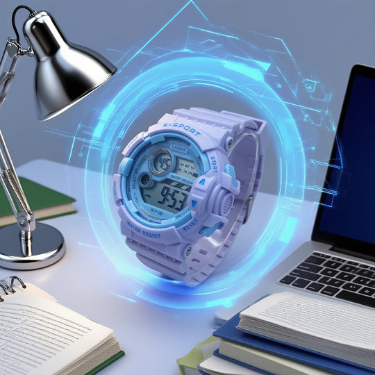 Easy-to-read digital display on girls sport watch