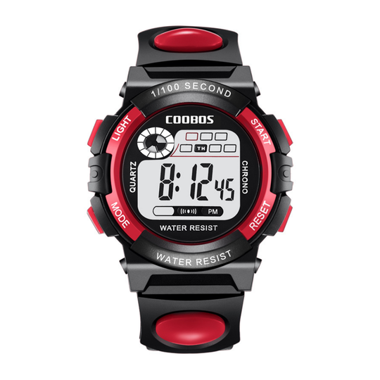 RuggedTick red digital sports watch water-resistant for daily use