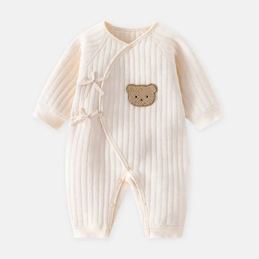 CubWrap wrap-front baby romper khaki