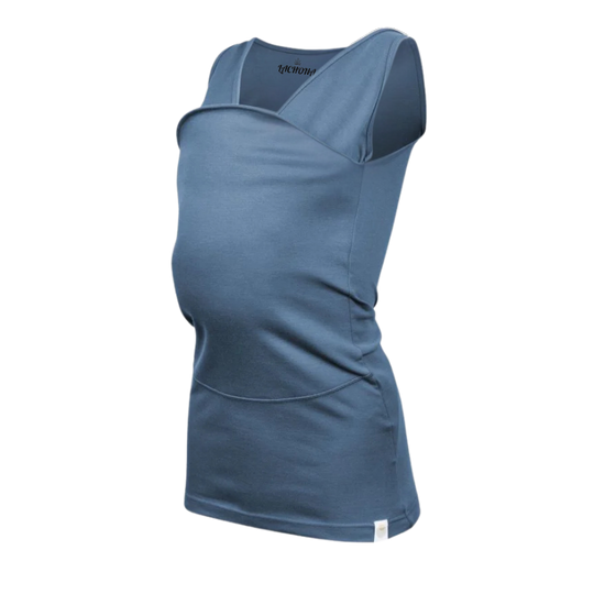 CarryClose babywearing tee blue mom fit