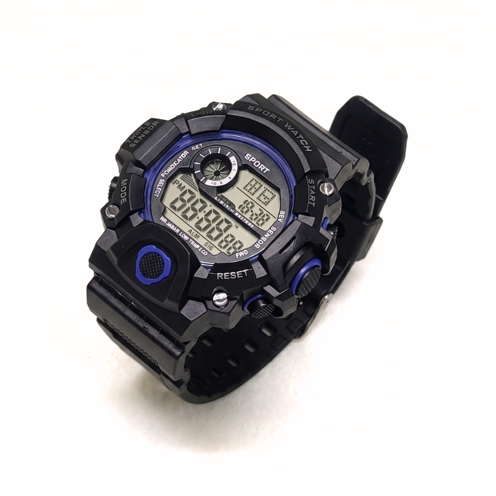 StealthTick LED sports watch black and blue