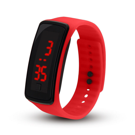 FlexBeam red LED sports watch with flexible silicone strap
