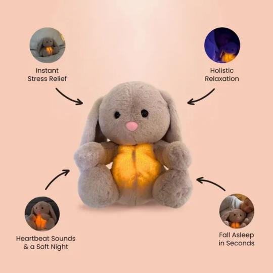 SleepCuddle – Breathing Bunny Plush with Light and Soothing Sounds