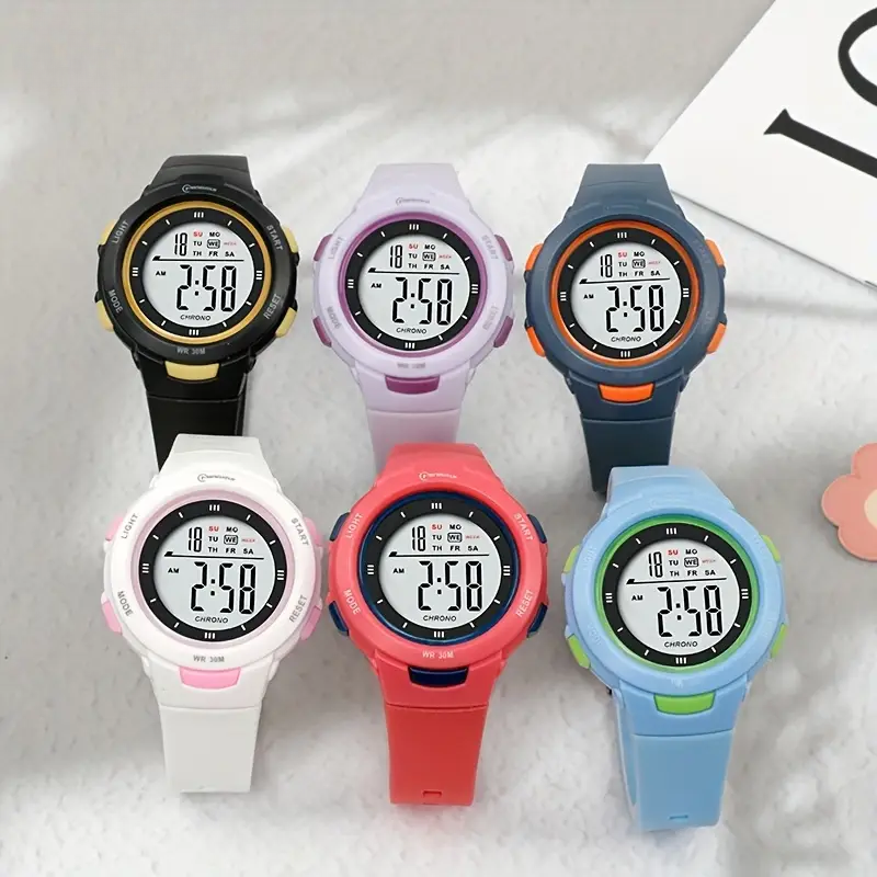 Digital kids watch with handy alarm and date functions