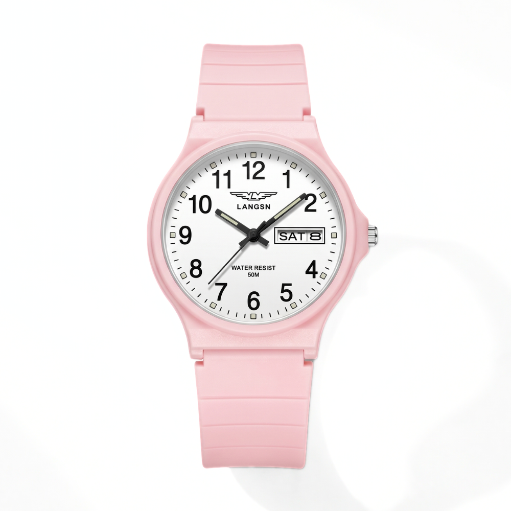 ClearStride pink quartz sports watch for school and sport