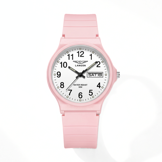ClearStride pink quartz sports watch for school and sport