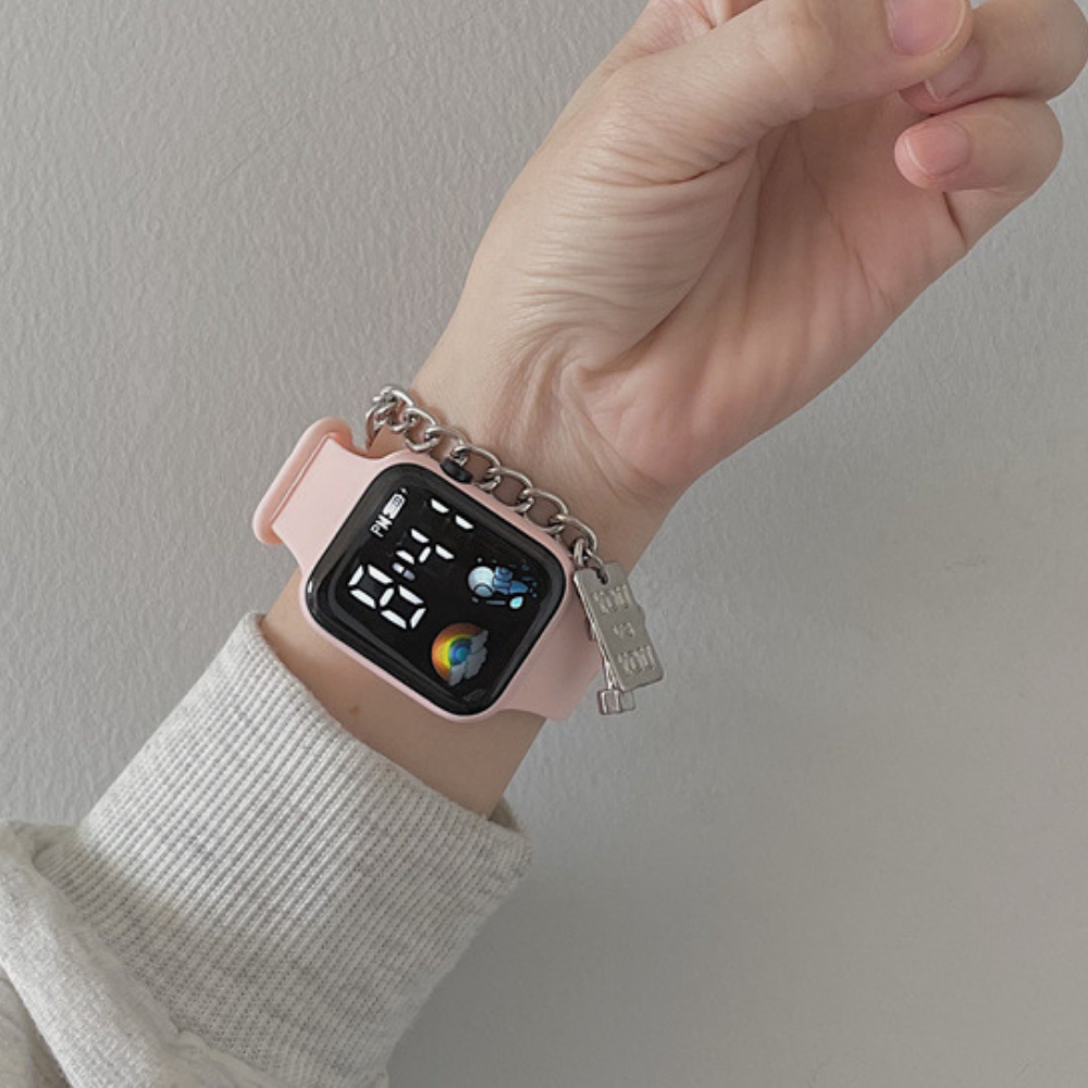 Digital astronaut LED watch with soft flexible silicone strap