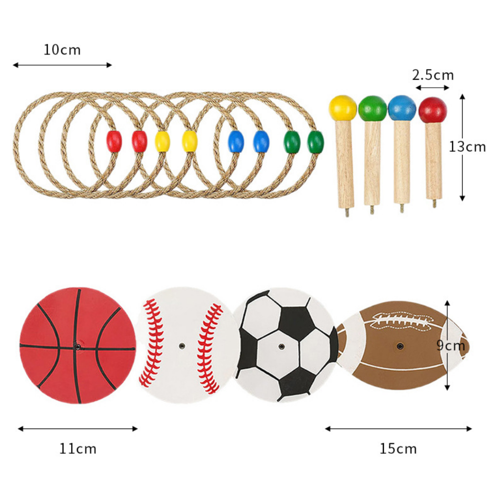 Sporty ring toss game for young sports fans