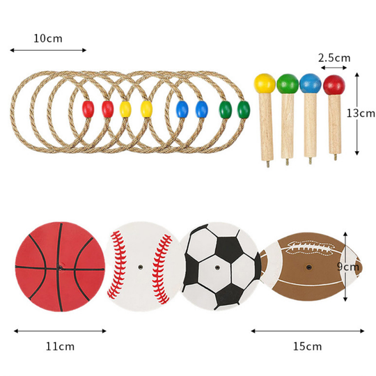 Sporty ring toss game for young sports fans