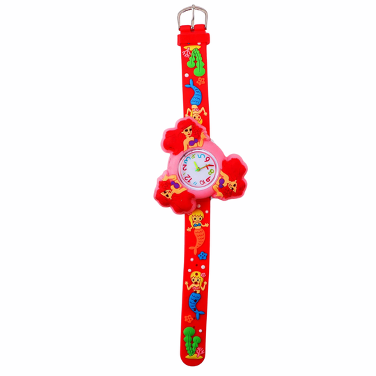 WaveSpin mermaid spinner watch red