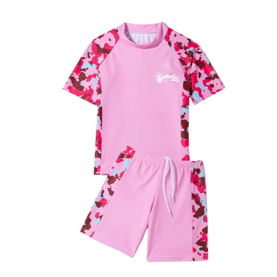 DuoDip kids swim set pink camouflage