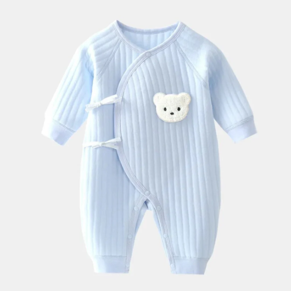 CubWrap wrap-front baby romper blue