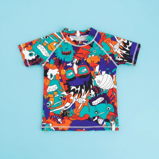 GlowDip kids swim shirt graffiti