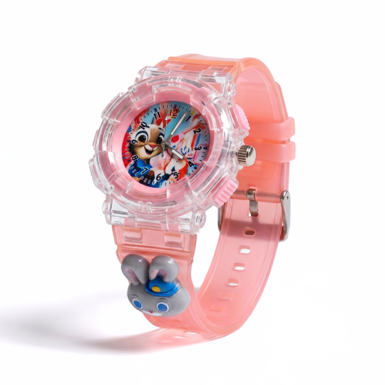 WildBeam fox and bunny LED kids watch pink bunny