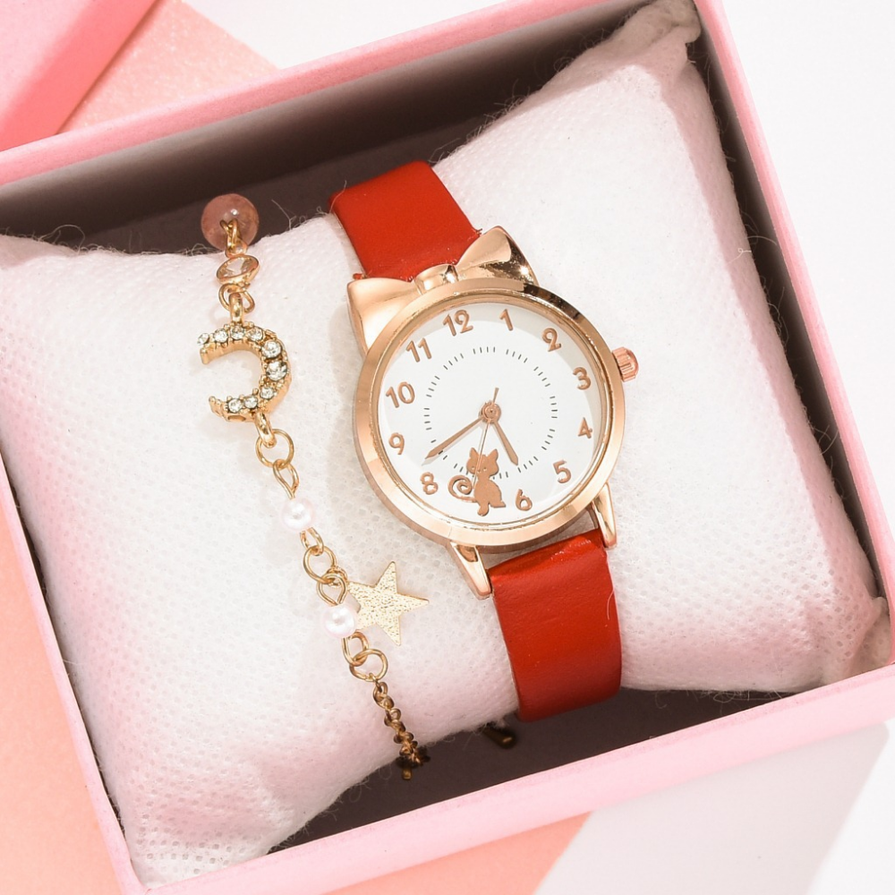 MeowStar cat-ear kids watch red
