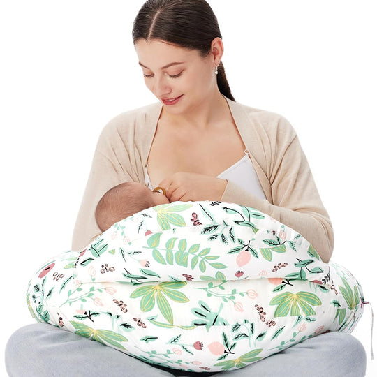 NurseNest nursing pillow green forest cotton cover