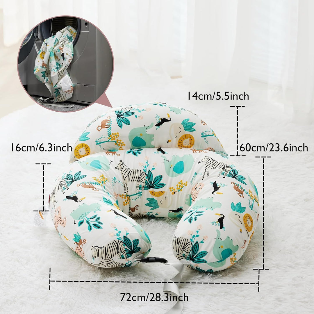 Nursing pillow cradling baby at the right height