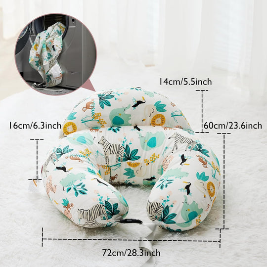 Nursing pillow cradling baby at the right height