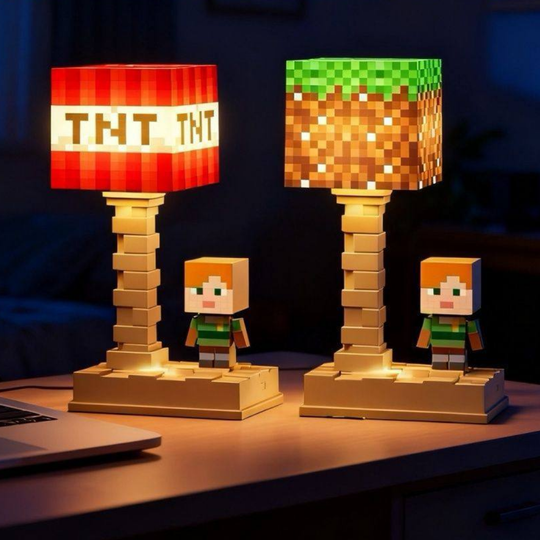 PixelGlow – Pixel Block Table Lamp with Gaming Design