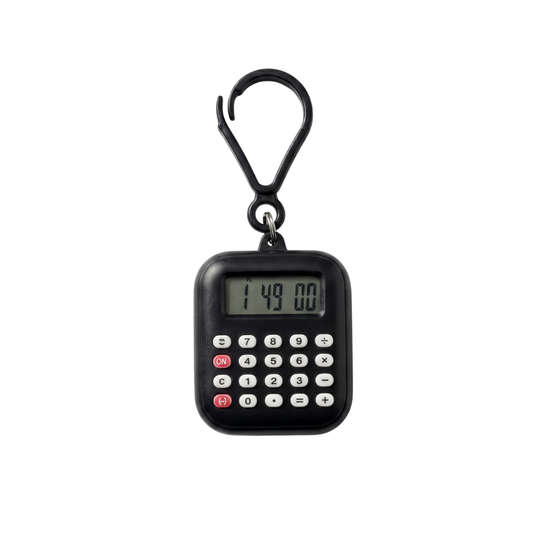 ClipCalc calculator keychain black with keyring clip