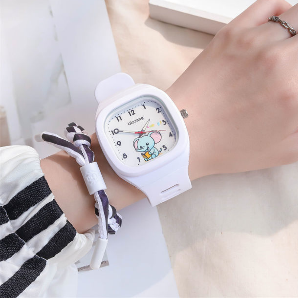 TuskTime white elephant kids watch minimalist style for school