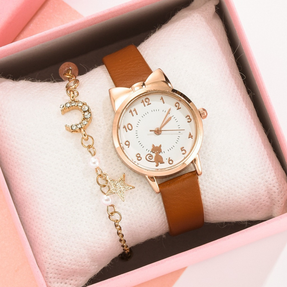 MeowStar cat-ear kids watch brown