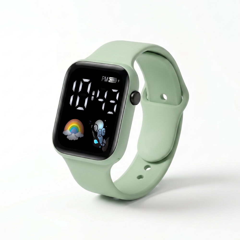 CosmoBeam green astronaut LED watch for school and free time