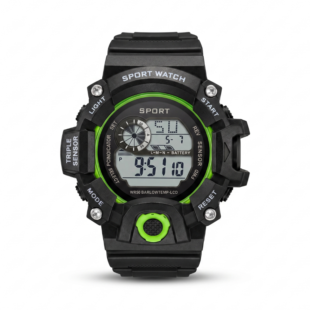 StealthTick LED sports watch green