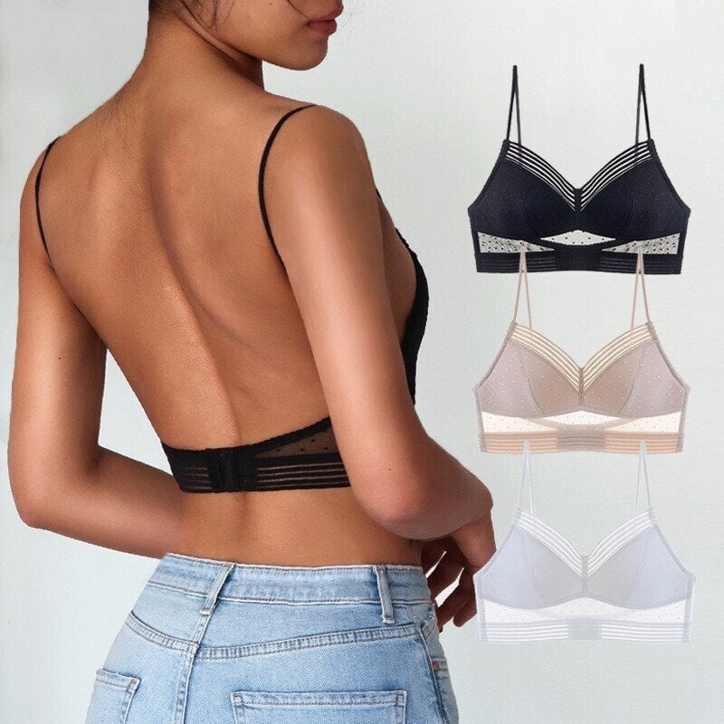 Low-back bra with wide band that lifts and smooths