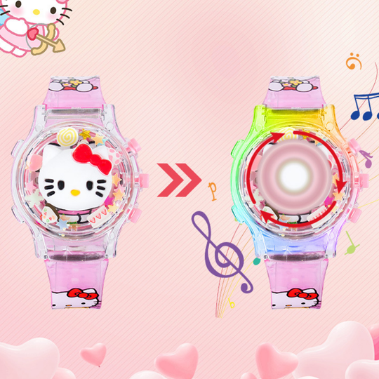 Spinning music watch with colorful blinking LED play effects