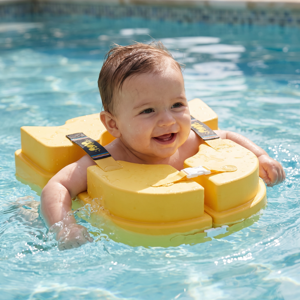 Baby swim ring with adjustable shoulder straps