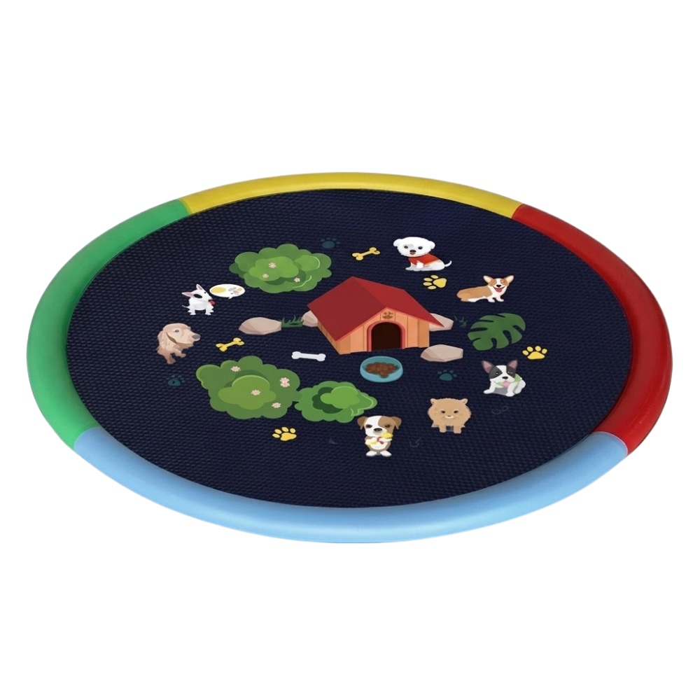 SplashTrail sprinkler mat 170 cm red house print