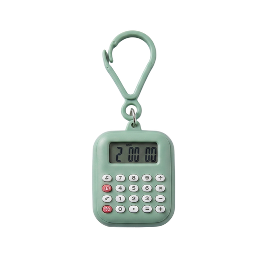 ClipCalc calculator keychain green with keyring clip